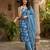 Anouk blue pure cotton straight regular kurta set