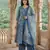blue and green pure cotton a-line regular kurta set