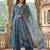 Anouk blue and green pure cotton a-line regular kurta set