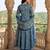 Anouk blue and green pure cotton a-line regular kurta set