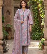 Anouk mauve  and grey pure cotton straight regular kurta set