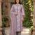 Anouk mauve  and grey pure cotton straight regular kurta set