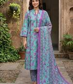 Anouk turquesa and purple pure cotton straight regular kurta set