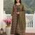 Anouk green and brown pure cotton a-line regular kurta set