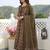 Anouk green and brown pure cotton a-line regular kurta set