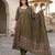 Anouk green and brown pure cotton anarkali regular kurta set
