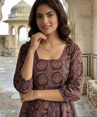 purple and brown pure cotton anarkali regular kurta set 4