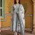 grey and white pure cotton anarkali gathered or pleated kurta set