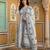 Anouk grey and white pure cotton anarkali gathered or pleated kurta set