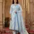 blue and white pure cotton anarkali angrakha kurta set