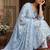 Anouk blue and white pure cotton anarkali angrakha kurta set