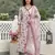 brown and white pure cotton anarkali angrakha kurta set