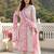 Anouk pink and white pure cotton anarkali angrakha kurta set