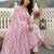 Anouk pink and white pure cotton anarkali angrakha kurta set