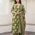 Anouk olive green and beige pure cotton straight regular kurta set