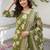 Anouk olive green and beige pure cotton straight regular kurta set
