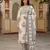 grey and off white pure cotton straight regular kurta set