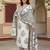 Anouk grey and off white pure cotton straight regular kurta set