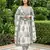 grey and off white pure cotton anarkali gathered or pleated kurta set