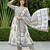 Anouk grey and off white pure cotton anarkali gathered or pleated kurta set