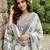 Anouk grey and off white pure cotton anarkali gathered or pleated kurta set