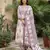 purple and off white pure cotton anarkali gathered or pleated kurta set