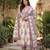Anouk purple and off white pure cotton anarkali gathered or pleated kurta set