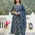 blue and green pure cotton anarkali regular kurta set