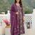 Anouk purple and green pure cotton anarkali regular kurta set