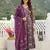 purple and green pure cotton anarkali regular kurta set