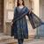 Anouk blue pure cotton a-line regular kurta set