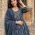 Anouk blue pure cotton a-line regular kurta set