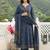 Anouk blue and brown pure cotton anarkali regular kurta set