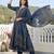 Anouk blue and brown pure cotton anarkali regular kurta set
