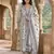 blue and white pure cotton anarkali pleated kurta set
