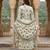 Anouk green and white pure cotton anarkali pleated kurta set