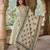 Anouk green and white pure cotton anarkali pleated kurta set