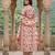 Anouk pink and white pure cotton anarkali pleated kurta set