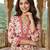 Anouk pink and white pure cotton anarkali pleated kurta set