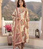 Anouk red and beige pure cotton a-line regular kurta set