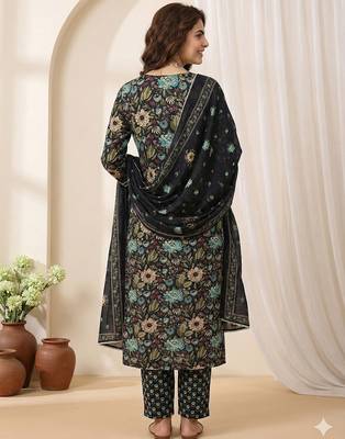 black and green pure cotton straight regular kurta set 2