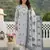 grey and white pure cotton straight regular kurta set