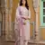 pink and white pure cotton straight regular kurta set