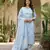 sky blue and white pure cotton straight regular kurta set