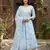 sky blue and white pure cotton anarkali regular kurta set