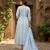 Anouk sky blue and white pure cotton anarkali regular kurta set
