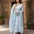 Anouk sky blue and white pure cotton anarkali regular kurta set