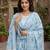 Anouk sky blue and white pure cotton anarkali regular kurta set