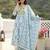 Anouk sky blue and white pure cotton anarkali pleated kurta set