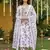 purple and white pure cotton anarkali pleated kurta set